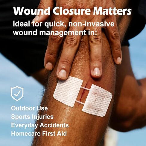 Wound Closure Strips(0.6"x 3.1" - 4 Pcs), Butterfly Bandages for Wound Care, Steri Emergency Laceration Closures Without Stitches for Outdoors Use. in Kuwait