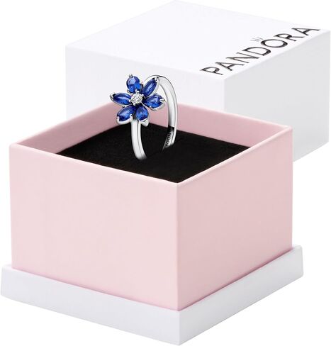 PANDORA Sparkling Blue Herbarium Cluster Ring - Silver Ring for Women - Gift for Her - Sterling Silver with Man-Made Crystals - With Gift Box in Saudi Arabia