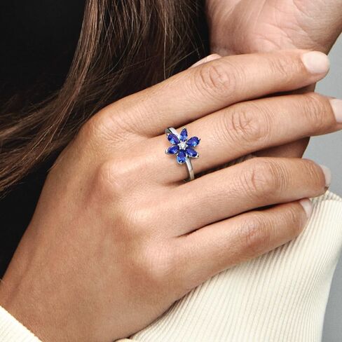 PANDORA Sparkling Blue Herbarium Cluster Ring - Silver Ring for Women - Gift for Her - Sterling Silver with Man-Made Crystals - With Gift Box in Saudi Arabia