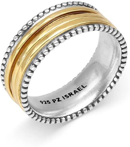 Paz Creations Women's 925 Sterling Silver Spinner Ring - Sturdy Band Ring With Three Spinners - Statement Fidget Ring - Boho Classic Style Artisan Jewelry, Gift Ready in Saudi Arabia