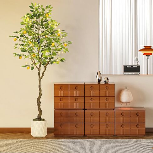 GarveeHome 6FT Artificial Lemon Tree Indoor, Pre Potted Faux Lemon Tree with Realistic Fruit and Lifelike Leaves, Fake Lemom Plant with 100 Lights for Indoor Home Decor Office Living Room in Saudi Arabia