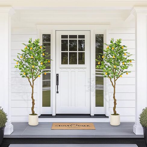 GarveeHome 6FT Artificial Lemon Tree Indoor, Pre Potted Faux Lemon Tree with Realistic Fruit and Lifelike Leaves, Fake Lemom Plant with 100 Lights for Indoor Home Decor Office Living Room in Saudi Arabia