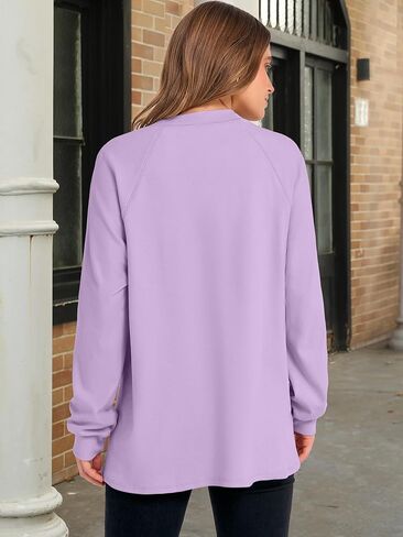 anrabess women sweatshirt long sweve tunic henley قمم فضفاضة فتحة زر غير رسمية pullover 2025 خريف الشتاء ملابس الشتاء in Saudi Arabia