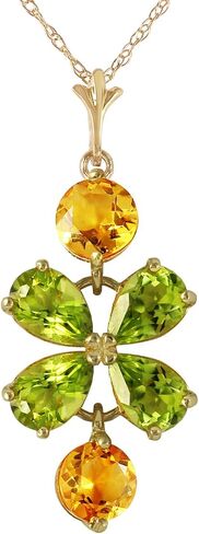 Galaxy Gold GG قلادة ذهبية صلبة 14K مع 3.15 CTW Peridot Natural Peridot و Citrine Pendant in Saudi Arabia