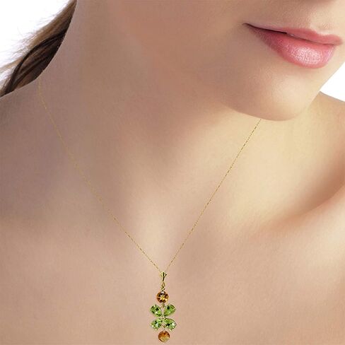 Galaxy Gold GG قلادة ذهبية صلبة 14K مع 3.15 CTW Peridot Natural Peridot و Citrine Pendant in Saudi Arabia