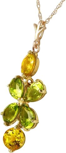 Galaxy Gold GG قلادة ذهبية صلبة 14K مع 3.15 CTW Peridot Natural Peridot و Citrine Pendant in Saudi Arabia