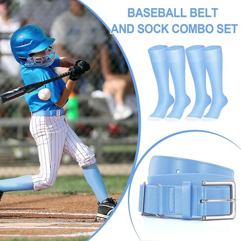 XZQTIVE 2 Pairs of Baseball Socks and 1 Belt Combo Set Adjustable Softball Socks and Belt for Youth Adult in Kuwait