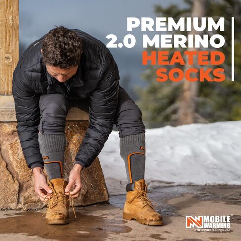 Fieldsheer Pro Merino Wool Heated Socks for Men with Bluetooth Control, Four Heat Settings, Arch Support & Cushioning in Saudi Arabia