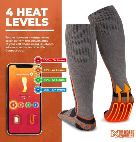 Fieldsheer Pro Merino Wool Heated Socks for Men with Bluetooth Control, Four Heat Settings, Arch Support & Cushioning in Saudi Arabia