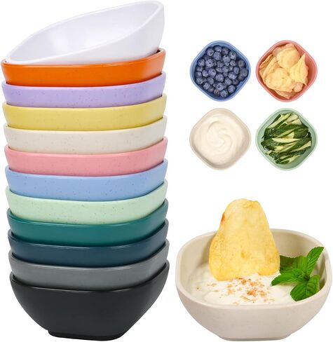 8 Pack Small Bowls, 4.5 OZ Wheat Straw Bowls Soy Sauce Dish, Unbreakable Dessert Bowls, Assorted Colors Dipping Sauce Cups, Small Plastic Bowls Prep Bowls for Side Dishes, Dessert, Snacks, Sauce in Saudi Arabia