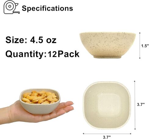 8 Pack Small Bowls, 4.5 OZ Wheat Straw Bowls Soy Sauce Dish, Unbreakable Dessert Bowls, Assorted Colors Dipping Sauce Cups, Small Plastic Bowls Prep Bowls for Side Dishes, Dessert, Snacks, Sauce in Saudi Arabia