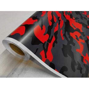 Red Black Gray Gray Camouflage Matte Premium Vinyl Car Wrap Screp Film Sheet Thank Thank Technology + Free Tool Kit (2ft and Up) (4 "× 8" / حجم العينة) in Kuwait