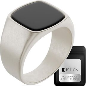 RTZN® Signet Rings for Men — Premium Oxidized Stone Ring for Mens — Black Onyx/Lapis Lazuli/Turquoise Ring for Men — 100% Waterproof & Non Tarnish Mens Stainless Steel Rings (SIZE: 6-12) in Saudi Arabia