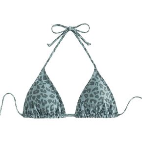SHENHE Women's Leopard Print Triangle Bikini Top Halter Neck Tie Back Padded Swimsuit Top in Saudi Arabia