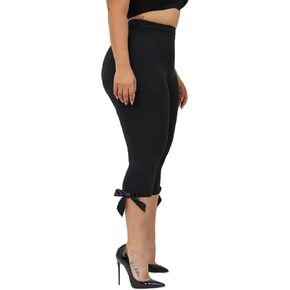 نساء coquette capri pants مرنة الخصر الخصر الطول نحيل كابري طماق جانبية in Kuwait