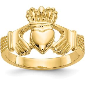 Solid 14k Yellow Gold Irish Claddagh Celtic Ring Band in Saudi Arabia