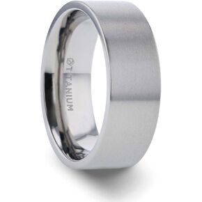 Solar | Titanium Rings for Men | Lightweight Titanium | Comfort Fit | Flat Profile Brushed Finish Titanium Wedding Band - 8mm in Kuwait