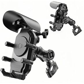 Motorcycle Phone Mount Eight-jaw Fixed Silicone Shock Absorber 720° Adjustable with Anti-Theft and rain Cap for Motorcycle Bike Bicycle Scooter ATV Fit 4.7''-7.2'' Smartphone in Saudi Arabia