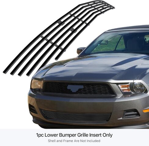 APS Compatible with Ford Mustang 2010-2012 V6 Lower Bumper Stainless Steel SS Black Billet Front Grill Grille Insert S18-H55666F in Saudi Arabia