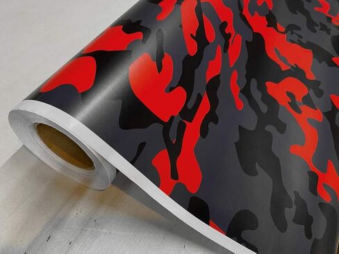 RED Black Gray Camouflage Matte Premium Vinyl Car Wrap Decal Film Sheet Air Channel Release Technology + Free Tool Kit (2ft and up) (4" x 8" / Sample Size) in Saudi Arabia