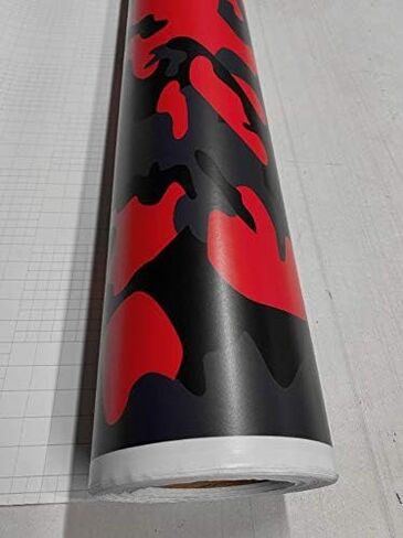 RED Black Gray Camouflage Matte Premium Vinyl Car Wrap Decal Film Sheet Air Channel Release Technology + Free Tool Kit (2ft and up) (4" x 8" / Sample Size) in Saudi Arabia