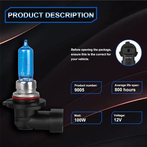 تناسب كيا سورنتو 2019 2020 مصابيح مصابيح هالوجين عالية الأداء ، 9005 High Beam + H7 Low Beam Beam Pream Plugm Plubs ، Slip and Play ، Pack من 4 in Kuwait