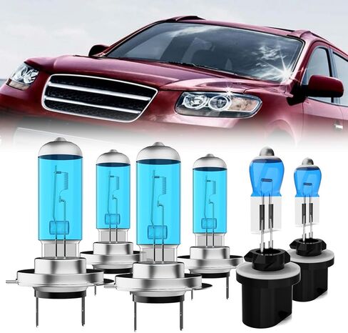 مصابيح المصابيح الأمامية الهالوجين متوافقة مع Ford Fusion 2006-2018 ، H7 High Beam+ H11/H8/H9 لمبة هالوجين منخفضة الحزمة ، فائقة 6000k أبيض ، حزمة 4 in Kuwait