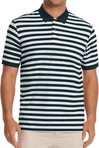قميص الجولف الرجالي الأكمام قصيرة الأكمام مخططة DRI FIT الرطوبة الفتل القمصان البولو البيضاء للرجال رفيع in Kuwait