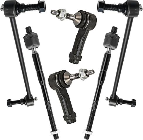 Detroit Axle-Front 6pc Tie Rods Bars for 11-18 Ford Explorer 13-18 Unterceptor Utility ، 4 نهايات قضيب Tie Inner الخارجي 2 Sway Bar Links 2013 2014 2015 2015 2017 2018 استبدال in Saudi Arabia