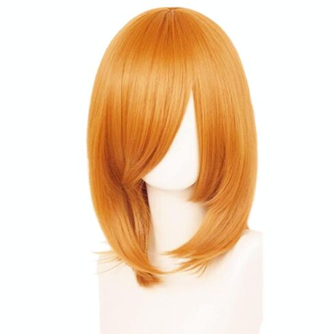 40cm White Short Women Wig Straight Synthetic Fiber Shoulder Length Cosplay Wig Full Bangs in Kuwait