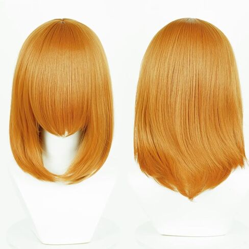 40cm White Short Women Wig Straight Synthetic Fiber Shoulder Length Cosplay Wig Full Bangs in Kuwait