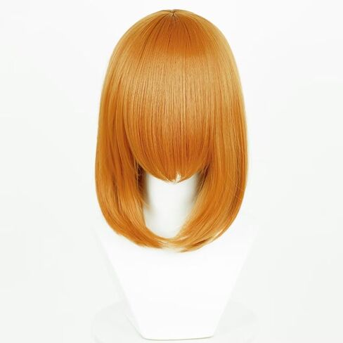 40cm White Short Women Wig Straight Synthetic Fiber Shoulder Length Cosplay Wig Full Bangs in Kuwait