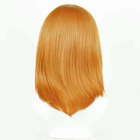 40cm White Short Women Wig Straight Synthetic Fiber Shoulder Length Cosplay Wig Full Bangs in Kuwait