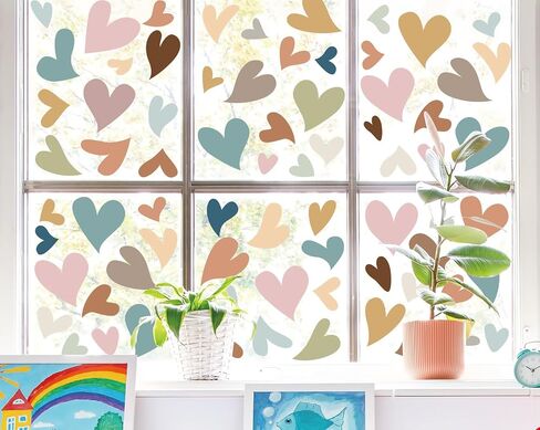9 Sheet Back to School Window Clings Bohemian Style Heart Reusable Window Decal for School Home Classroom Glass Decor Boho Party Supplies in Saudi Arabia