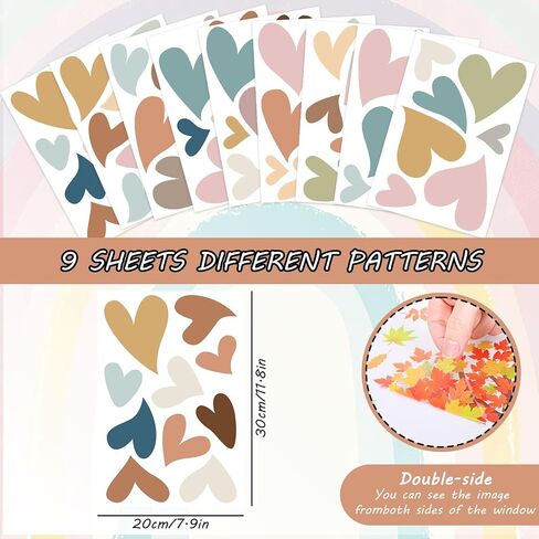 9 Sheet Back to School Window Clings Bohemian Style Heart Reusable Window Decal for School Home Classroom Glass Decor Boho Party Supplies in Saudi Arabia