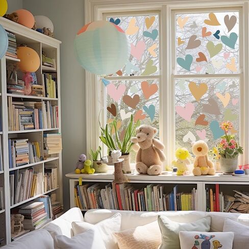 9 Sheet Back to School Window Clings Bohemian Style Heart Reusable Window Decal for School Home Classroom Glass Decor Boho Party Supplies in Saudi Arabia