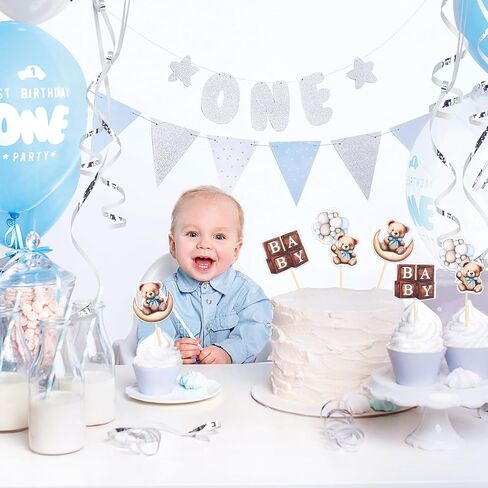 36 Pieces Gold Oh Baby Cupcake Toppers, Glitter Baby Shower Cupcake Picks Decorations for Celebrating Baby Shower Boys Girls Kids Birthday Theme Party Cake Decorations Supplies in Saudi Arabia