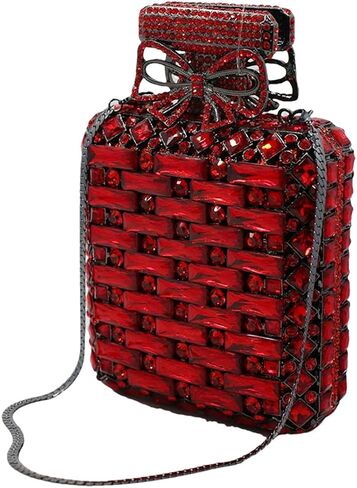 UMREN Women's Perfume Shaped Rhinestone Clutch Purses Sparkly Diamond Box Evening Bag Glitter Party Wedding Handbag in Saudi Arabia