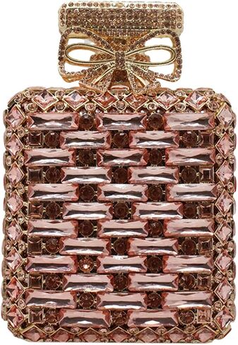 UMREN Women's Perfume Shaped Rhinestone Clutch Purses Sparkly Diamond Box Evening Bag Glitter Party Wedding Handbag in Saudi Arabia