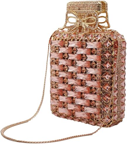 UMREN Women's Perfume Shaped Rhinestone Clutch Purses Sparkly Diamond Box Evening Bag Glitter Party Wedding Handbag in Saudi Arabia
