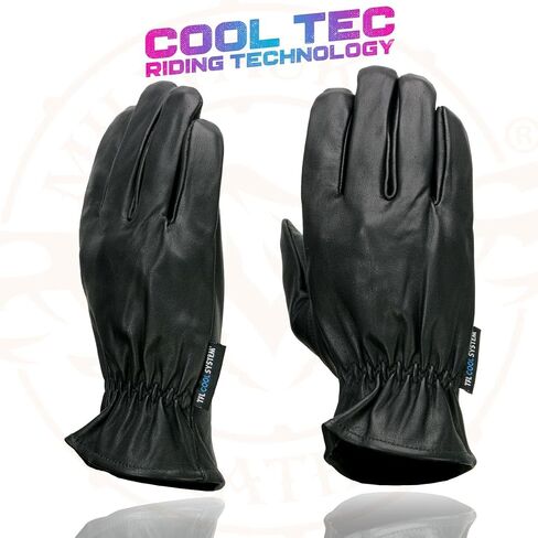 Milwaukee Leather MG7596 Men's Black Leather Motorcycle Rider Unlined Gloves w/Cool-Tec Leather Treatement in Saudi Arabia