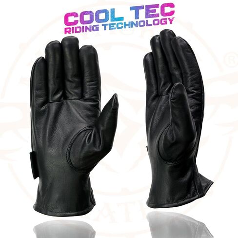Milwaukee Leather MG7596 Men's Black Leather Motorcycle Rider Unlined Gloves w/Cool-Tec Leather Treatement in Saudi Arabia