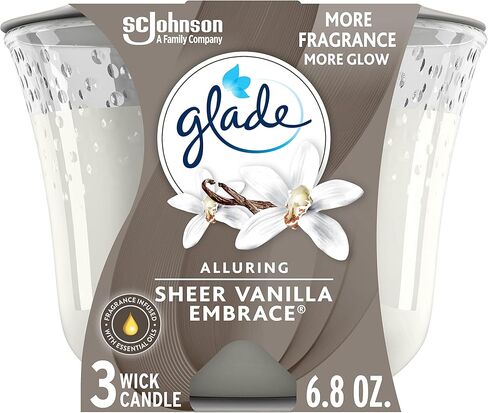 أمواج شمعة Glade Candle Aqua ، شمعة العطر مملوءة بالزيوت الأساسية ، شمعة معطر الهواء ، شمعة 3-Wick ، 6.8 أوقية in Saudi Arabia