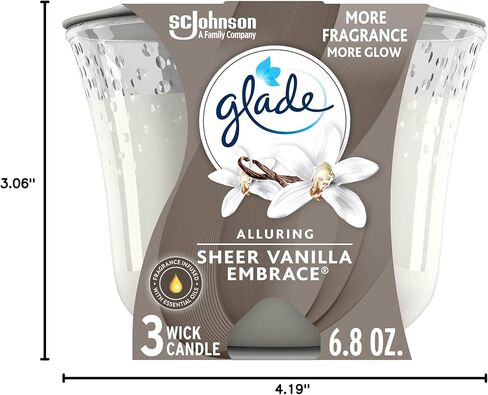 أمواج شمعة Glade Candle Aqua ، شمعة العطر مملوءة بالزيوت الأساسية ، شمعة معطر الهواء ، شمعة 3-Wick ، 6.8 أوقية in Saudi Arabia