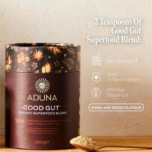 Aduna Advanced Superfood Digestion Blend | 100% Organic Powder for Smoothies/Juices & Yoghurt | 250g Resealable and Recyclable Pack in Saudi Arabia