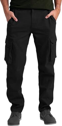 Mens Cargo Stretch Pants Premium Relaxed Fit Straight Outdoor Workout Regular Fit Pants with Pockets in Kuwait