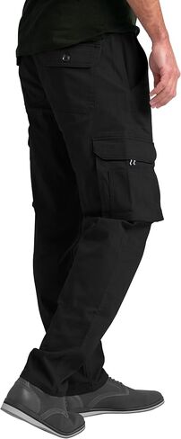 Mens Cargo Stretch Pants Premium Relaxed Fit Straight Outdoor Workout Regular Fit Pants with Pockets in Kuwait