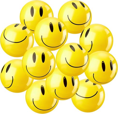 12 Pcs Smile Inflatable Beach Balls 12 Inch Summer Beach Pool Party Balls Toys Bulk Yellow Smile Face Water Balls for Summer Vacation Swimming Pool Games Birthday Party Favors in Saudi Arabia