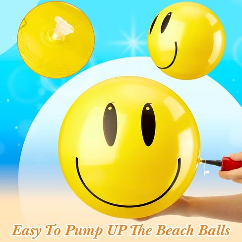12 Pcs Smile Inflatable Beach Balls 12 Inch Summer Beach Pool Party Balls Toys Bulk Yellow Smile Face Water Balls for Summer Vacation Swimming Pool Games Birthday Party Favors in Saudi Arabia
