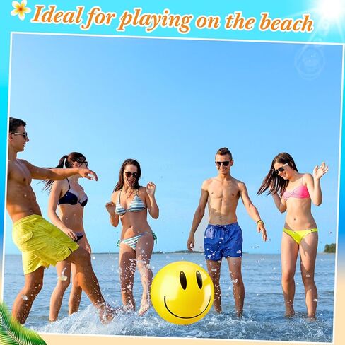 12 Pcs Smile Inflatable Beach Balls 12 Inch Summer Beach Pool Party Balls Toys Bulk Yellow Smile Face Water Balls for Summer Vacation Swimming Pool Games Birthday Party Favors in Saudi Arabia